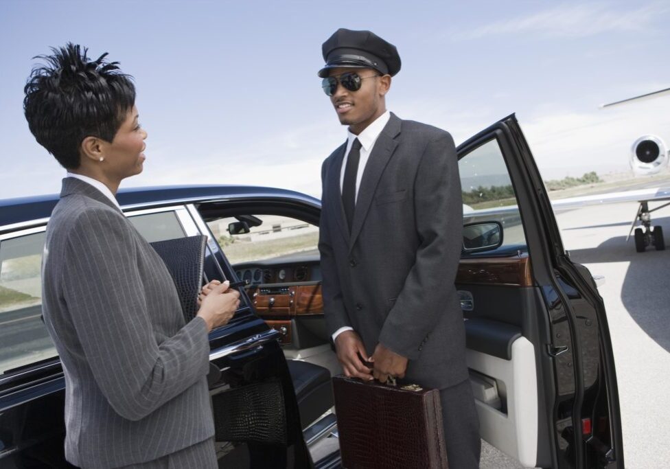 limousine driver greeting client