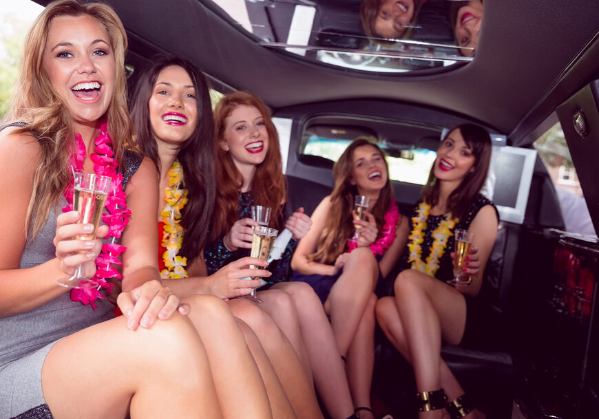 prom party on a limousine